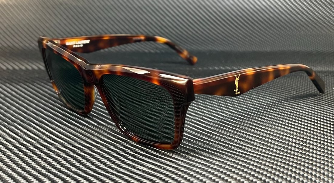 Saint Laurent SL M104 003 Brown Havana Women's Sunglasses with Green Lenses: Saint Laurent SL M104 003 Brown Havana Women's Sunglasses with Green Lenses Elevate your style with these Saint Laurent SL M104 003 sunglasses, featuring a chic Brown Havana frame and striking green l