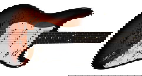 The Rolling Stones Signed Fender Stratocaster with COA by Jagger Richards Wood Watts