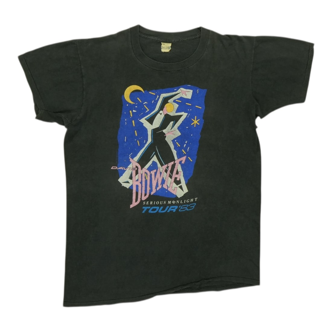 Vintage 1983 David Bowie Serious Moonlight Tour Shirt Black Cotton: Vintage 1983 David Bowie Serious Moonlight Tour Shirt Black Cotton Celebrate the legacy of music icon David Bowie with this original vintage 1983 Serious Moonlight Tour shirt. This authentic piece is