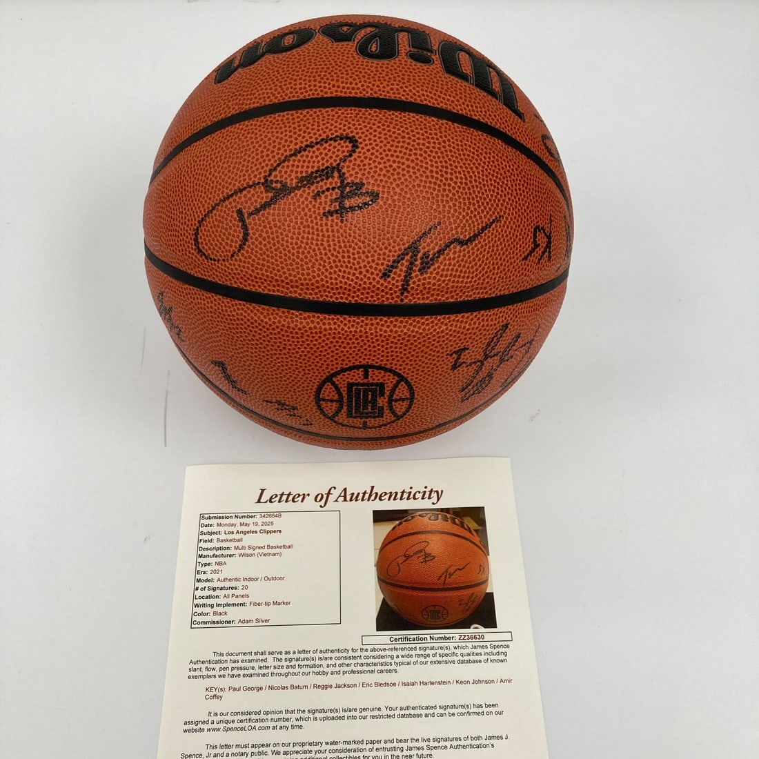 2021 Los Angeles Clippers Team Signed Basketball with JSA COA: 2021 Los Angeles Clippers Team Signed Basketball with JSA COA This authentic 2021 Los Angeles Clippers team signed basketball is a must-have for any fan. The ball features the signatures of the entire