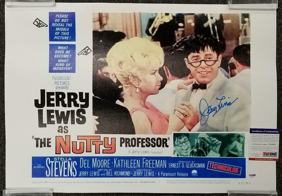 Jerry Lewis Signed 16x20 Nutty Professor Photo PSA/DNA Authenticated: Jerry Lewis Signed 16x20 Nutty Professor Photo PSA/DNA Authenticated This is a stunning 16x20 canvas photograph of the legendary Jerry Lewis, signed by the icon himself. The photograph, an original pi