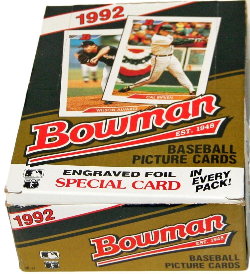 1992 Bowman Baseball Wax Box 36 Packs Rivera Piazza MLB: 1992 Bowman Baseball Wax Box 36 Packs Rivera Piazza MLB This 1992 Bowman Baseball Wax Box contains 36 standard-sized packs featuring notable players such as Mariano Rivera and Mike Piazza. It is a fan