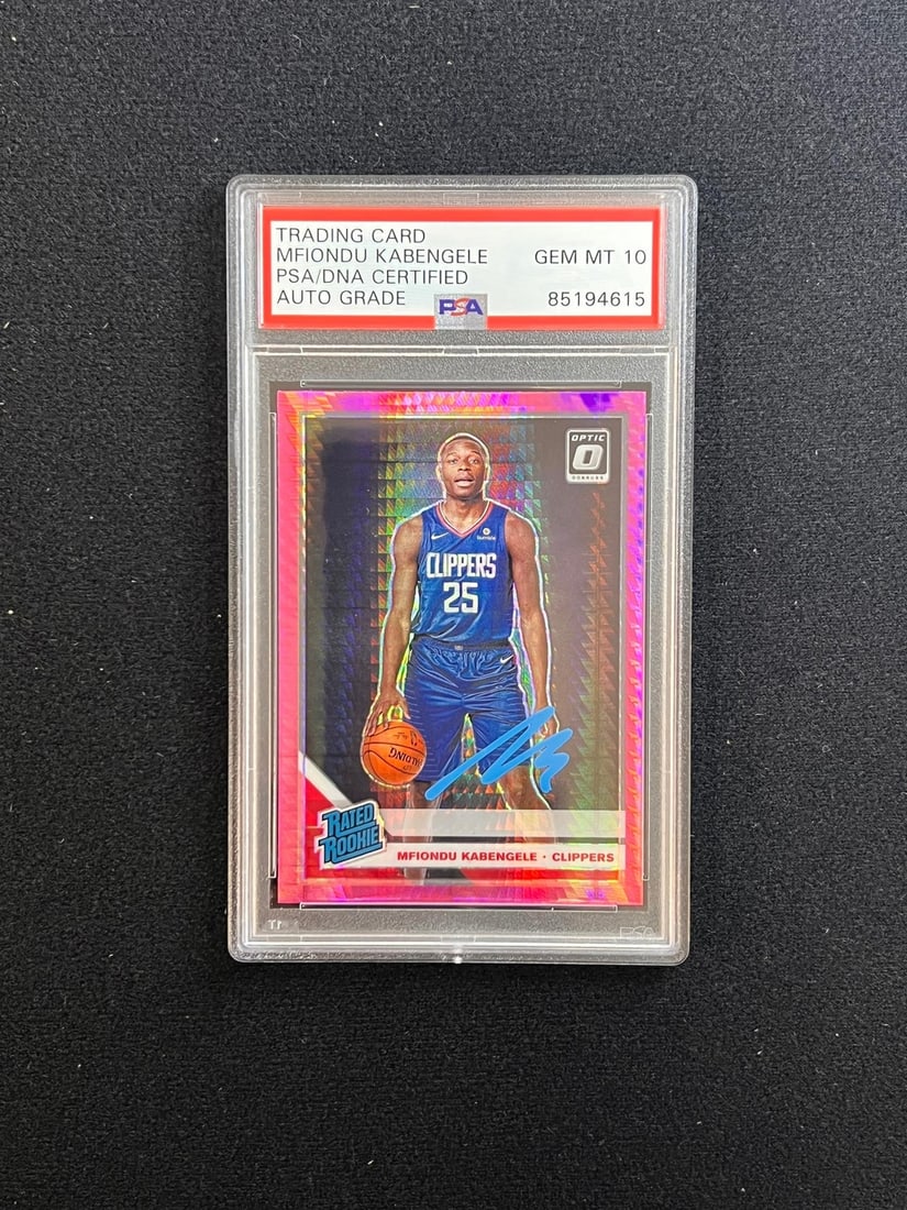 2019-20 Panini Donruss Optic Mfiondu Kabengele Signed Card PSA Authenticated: 2019-20 Panini Donruss Optic Mfiondu Kabengele Signed Card PSA Authenticated This item features a 2019-20 Panini Donruss Optic #159 card signed by Mfiondu Kabengele. The autograph has been authenticat