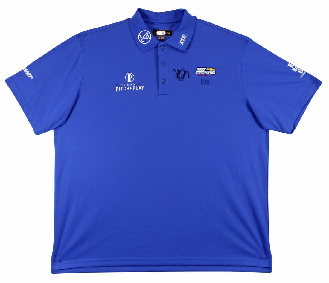 John Daly Signed Match Worn Blue Loudmouth Polo Shirt BAS Authenticated: John Daly Signed Match Worn Blue Loudmouth Polo Shirt BAS Authenticated This authentic, match-worn blue Loudmouth Mark Christopher Pitch & Play ETS Trump Rock Bottom golf polo shirt has been personall