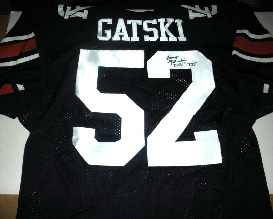 Frank Gatski Signed Auburn Tigers Official Athletic Jersey with COA: Frank Gatski Signed Auburn Tigers Official Athletic Jersey with COA This official licensed Auburn Tigers jersey is a must-have for any football fan. Authentically signed by Frank Gatski, this original