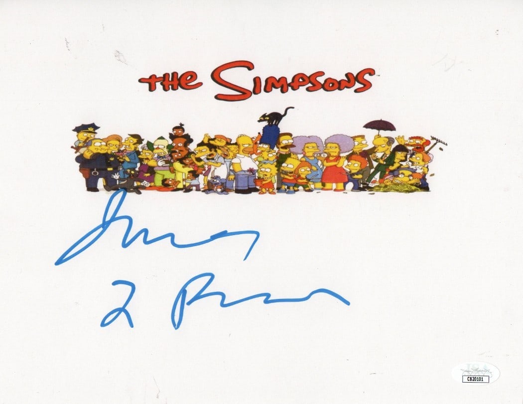 James L. Brooks Autographed The Simpsons 8.5x11 Photo JSA Certified: James L. Brooks Autographed The Simpsons 8.5x11 Photo JSA Certified This is an original 8.5x11 color print photograph signed by James L. Brooks, renowned for his work on The Simpsons. The autograph ha