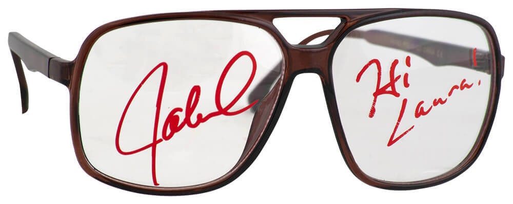 Jaleel White Signed Urkel Big Frame Glasses with Hi Laura Inscription COA: Jaleel White Signed Urkel Big Frame Glasses with Hi Laura Inscription COA Own a piece of television history with these original brown nerdy oversized big frame eye glasses, famously worn by Jaleel Whi