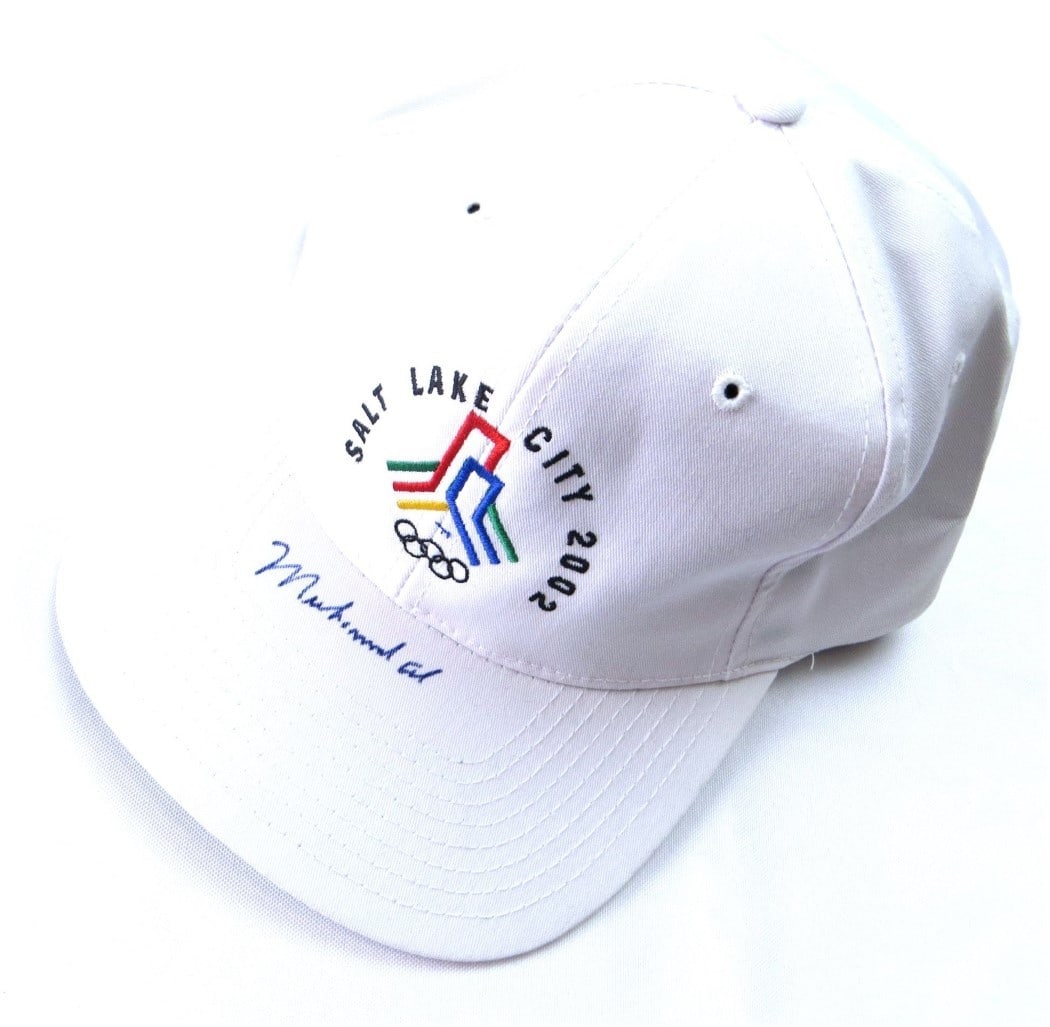 Muhammad Ali Autographed Baseball Cap 2002 Winter Olympics JSA Certified: Muhammad Ali Autographed Baseball Cap 2002 Winter Olympics JSA Certified This is an authentic autographed baseball cap signed by the legendary boxer Muhammad Ali, commemorating the 2002 Winter Olympic