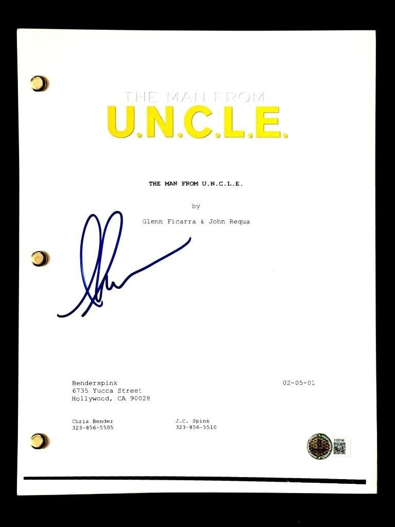 Armie Hammer Autographed The Man From U.N.C.L.E. Script Beckett Authenticated: Armie Hammer Autographed The Man From U.N.C.L.E. Script Beckett Authenticated This item features a signed script from the movie "The Man From U.N.C.L.E." autographed by Armie Hammer. It comes with Bec