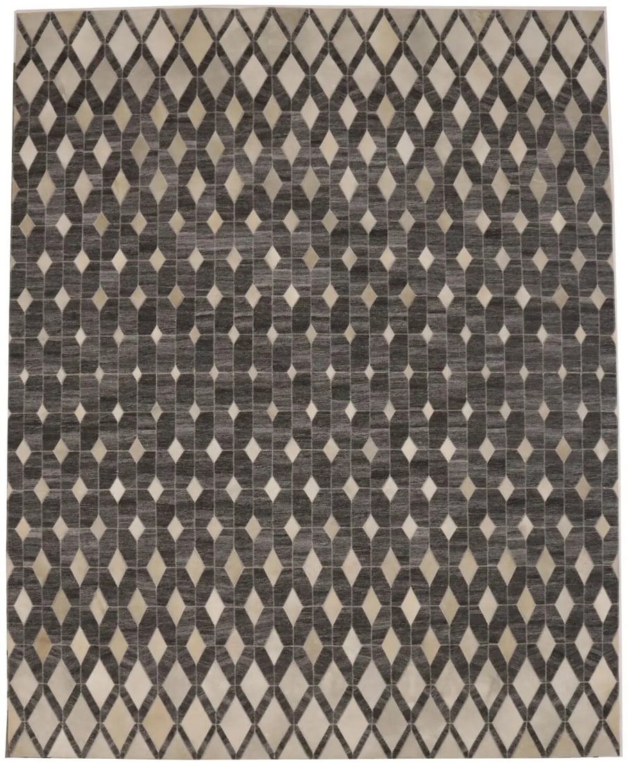 Hand-Stitched Leather Patchwork Cowhide Rug 8'0 x 10'0 Modern Geometric Design: Hand-Stitched Leather Patchwork Cowhide Rug 8'0 x 10'0 Modern Geometric Design Enhance your living space with this stunning Hand-Stitched Leather Patchwork Cowhide Rug, featuring a modern design that 