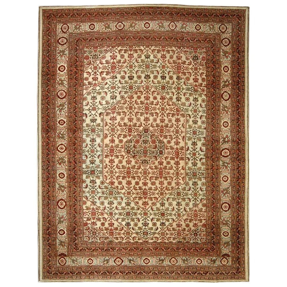Vintage Persian Tabriz Mahi Fish Carpet 9'4 x 12'7 Hand-Knotted Wool: Vintage Persian Tabriz Mahi Fish Carpet 9'4 x 12'7 Hand-Knotted Wool This exquisite Persian Tabriz Mahi Fish Carpet features a captivating Herati motif with a repeated Mahi fish design. The enchanting