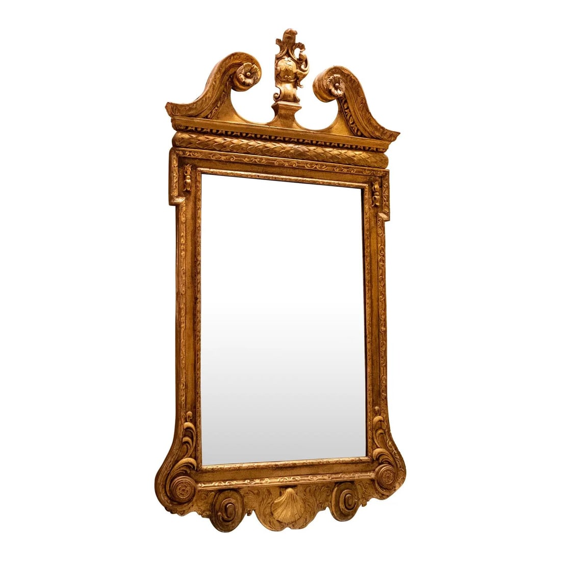 18th Century Chippendale Antique Mirror Gold Finish American Vintage: 18th Century Chippendale Antique Mirror Gold Finish American Vintage This exquisite Period Antique Chippendale Mirror from the late 1700s showcases a stunning gold finish that highlights its classic d