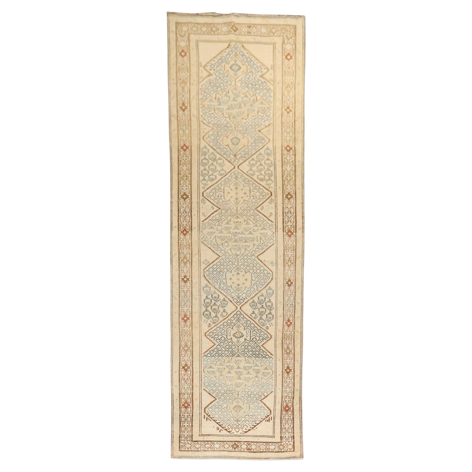 Persian Antique Serab Runner Bakshaish Wool 41x144 inches: Persian Antique Serab Runner Bakshaish Wool 41x144 inches Enhance your space with this exquisite Persian Antique Serab Runner from the Zabihi Collection. This hand-woven runner showcases the tradition