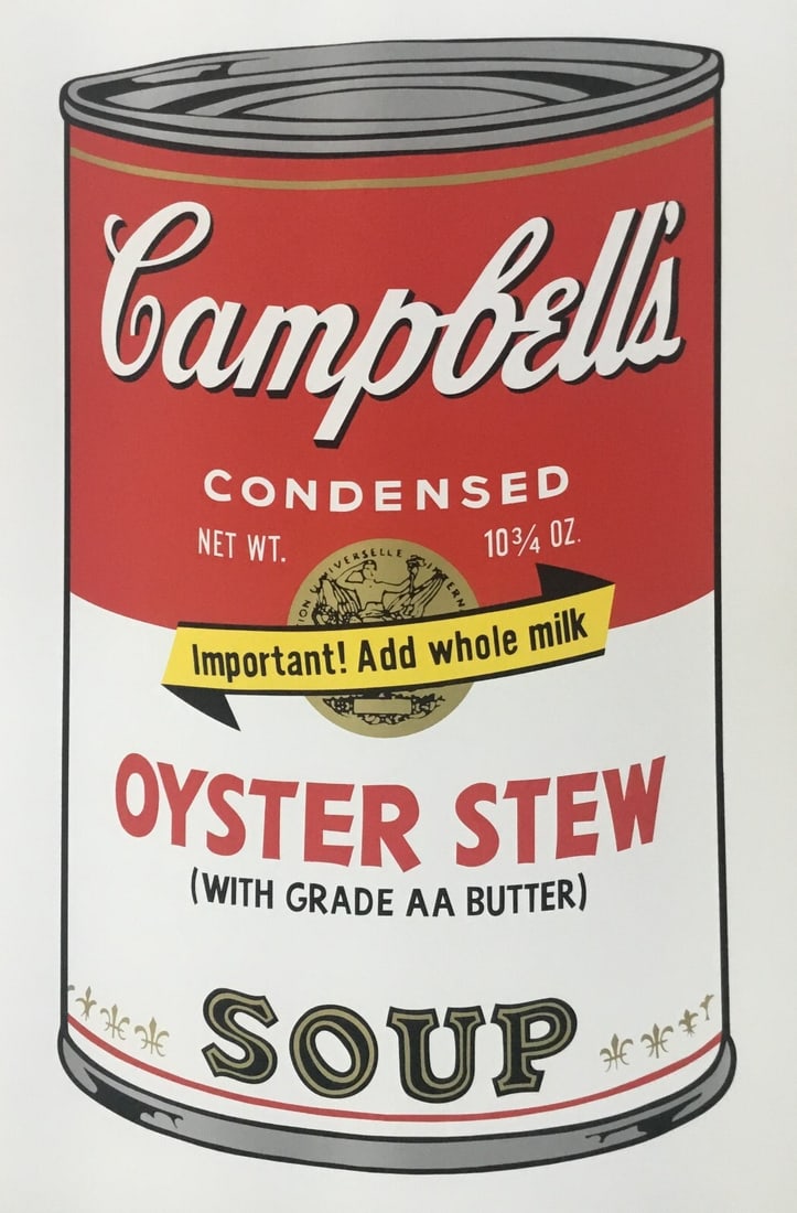 Andy Warhol Oyster Stew Campbell's Soup Can Limited Edition Print COA 284: Andy Warhol Oyster Stew Campbell's Soup Can Limited Edition Print COA 284 This limited edition print, titled 'Oyster Stew Campbell's Soup,' is a remarkable work by renowned artist Andy Warhol, produce
