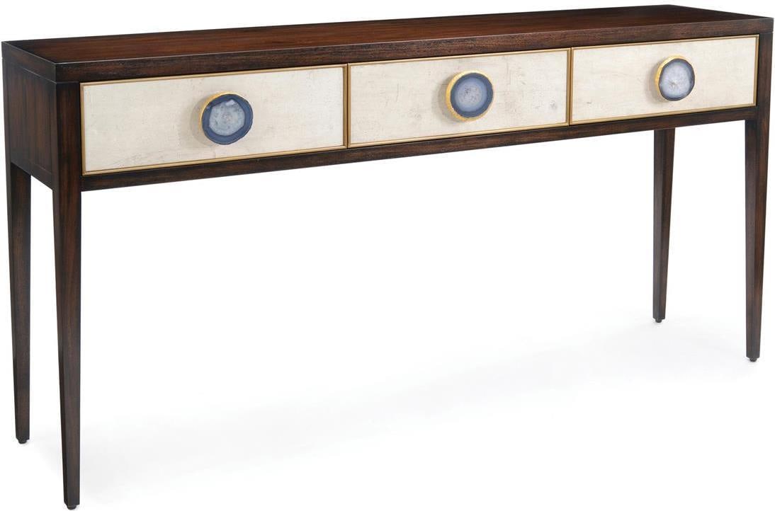 John-Richard Palma Console Table Black Walnut Finish Soft-Closing Hinge: John-Richard Palma Console Table Black Walnut Finish Soft-Closing Hinge This Palma Console Table showcases a stunning Black Walnut finish, offering a sleek and modern aesthetic suitable for any transi