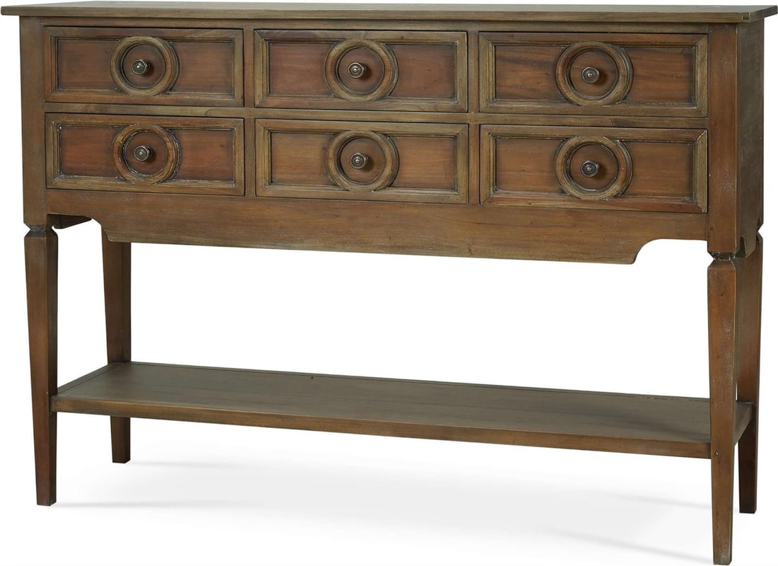 Stylish Orleans Console Table by Bramble in Straw Wash Finish: Stylish Orleans Console Table by Bramble in Straw Wash Finish Discover the elegance of this Orleans Console Table, meticulously crafted from mahogany and accented with stainless steel. Finished in a s