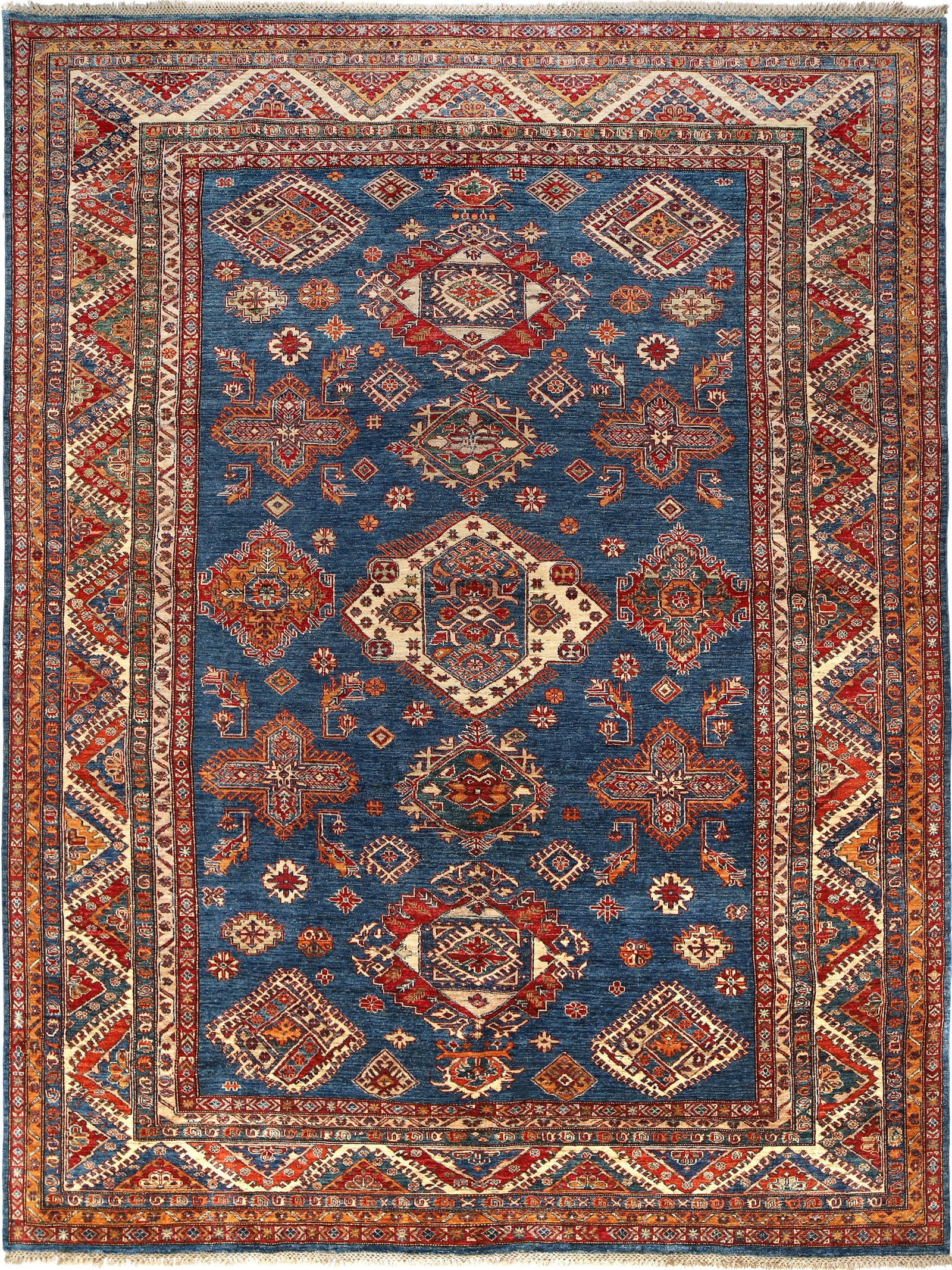 9.10 x 12.11 Super Kazak Handmade Wool Area Rug Pakistan: 9.10 x 12.11 Super Kazak Handmade Wool Area Rug Pakistan Introducing our exquisite 9.10 x 12.11 Super Kazak Area Rug, a true representation of traditional craftsmanship and elegance. Handwoven by skil