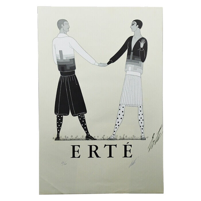 Limited Edition Art Deco Print Modern Sports Dress by Erte: Limited Edition Art Deco Print Modern Sports Dress by Erte This limited edition print titled "Modern Sports Dress for Men" by the renowned artist Erte showcases the distinctive Art Deco style characte