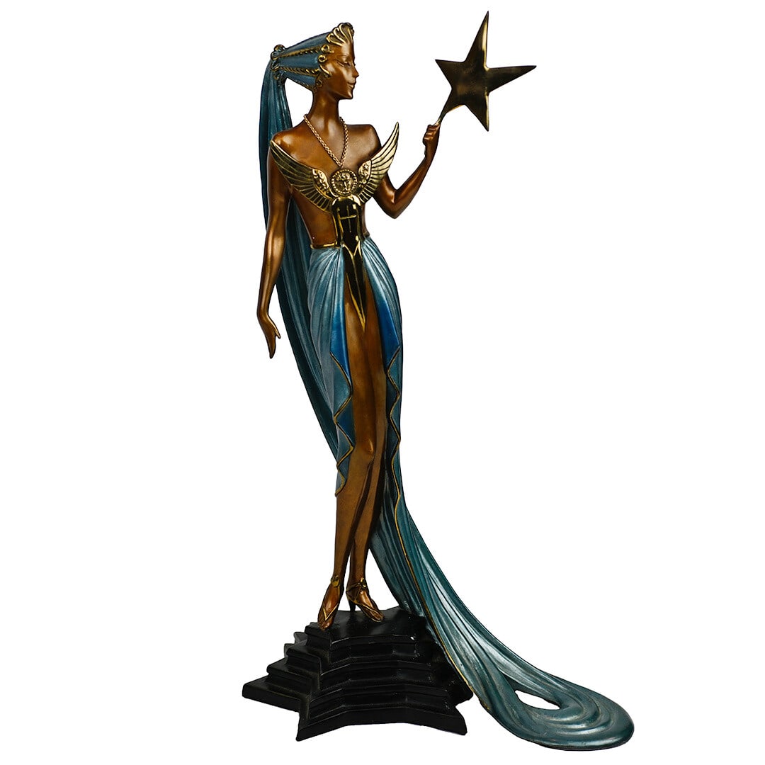 Erte Limited Edition Bronze Sculpture ASTRA 1987 Art Deco: Erte Limited Edition Bronze Sculpture ASTRA 1987 Art Deco This stunning Erte Bronze Statue, titled "ASTRA," is a limited edition sculpture produced in 1987. Crafted by the renowned artist Erte, known