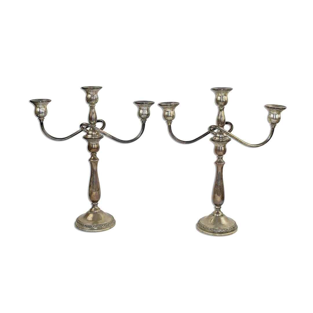 Elegant International Silver Prelude Sterling Silver Candelabra Pair 15 inch: Elegant International Silver Prelude Sterling Silver Candelabra Pair 15 inch This exquisite pair of Prelude International Sterling Silver Candelabra Candlesticks is a stunning addition to any home dec
