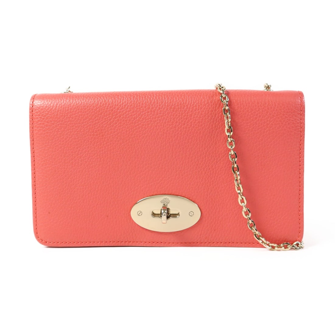 MULBERRY Pink Calfskin Leather Chain Shoulder Bag: MULBERRY Pink Calfskin Leather Chain Shoulder Bag This elegant shoulder bag from MULBERRY is crafted from high-quality calfskin leather, featuring a stunning pink exterior that adds a touch of sophist