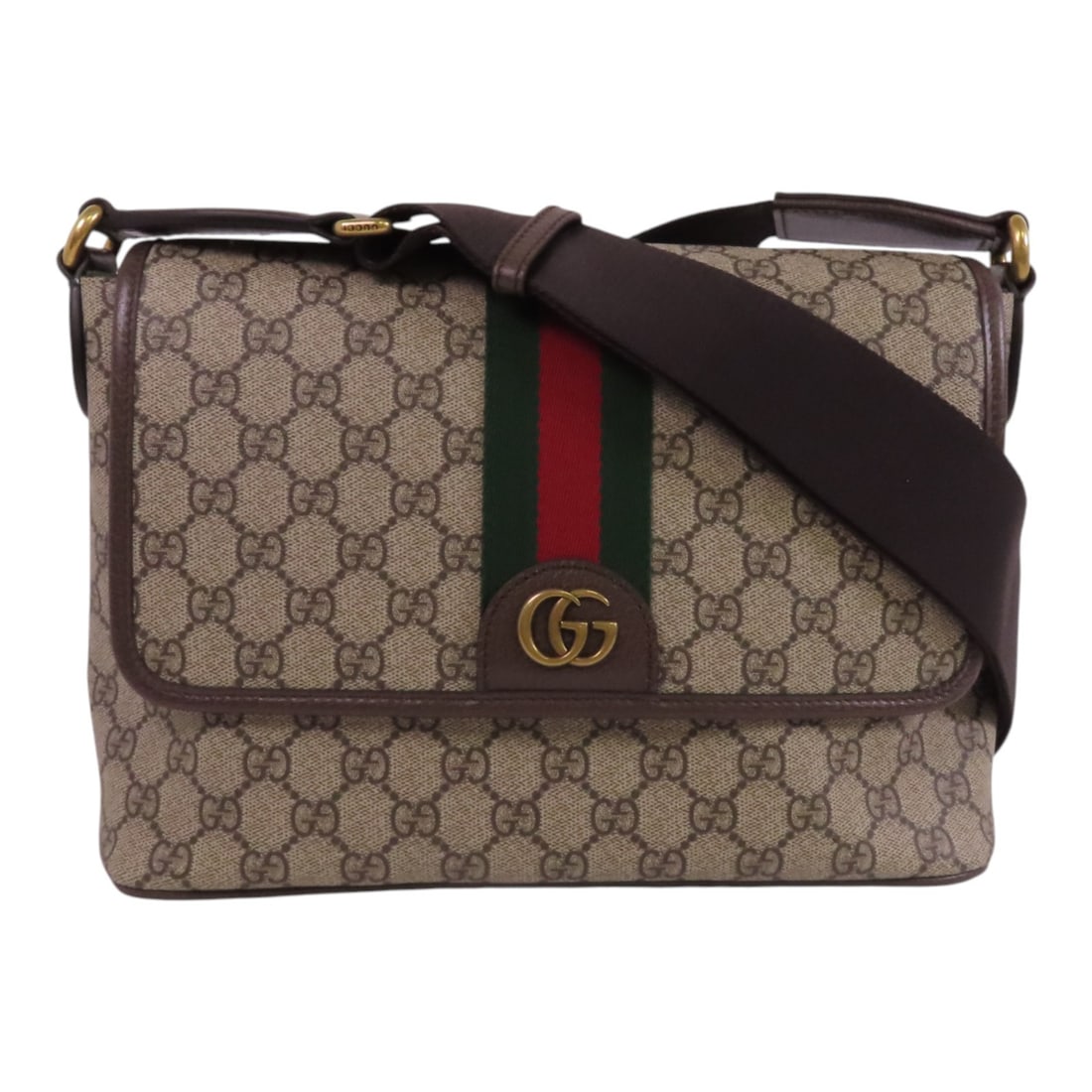 GUCCI GG Ophidia Medium Messenger Bag Brown Coated Canvas Italy: GUCCI GG Ophidia Medium Messenger Bag Brown Coated Canvas Italy Experience luxury and functionality with the GUCCI GG Ophidia Medium Messenger Bag. This stylish shoulder bag is crafted from durable PV
