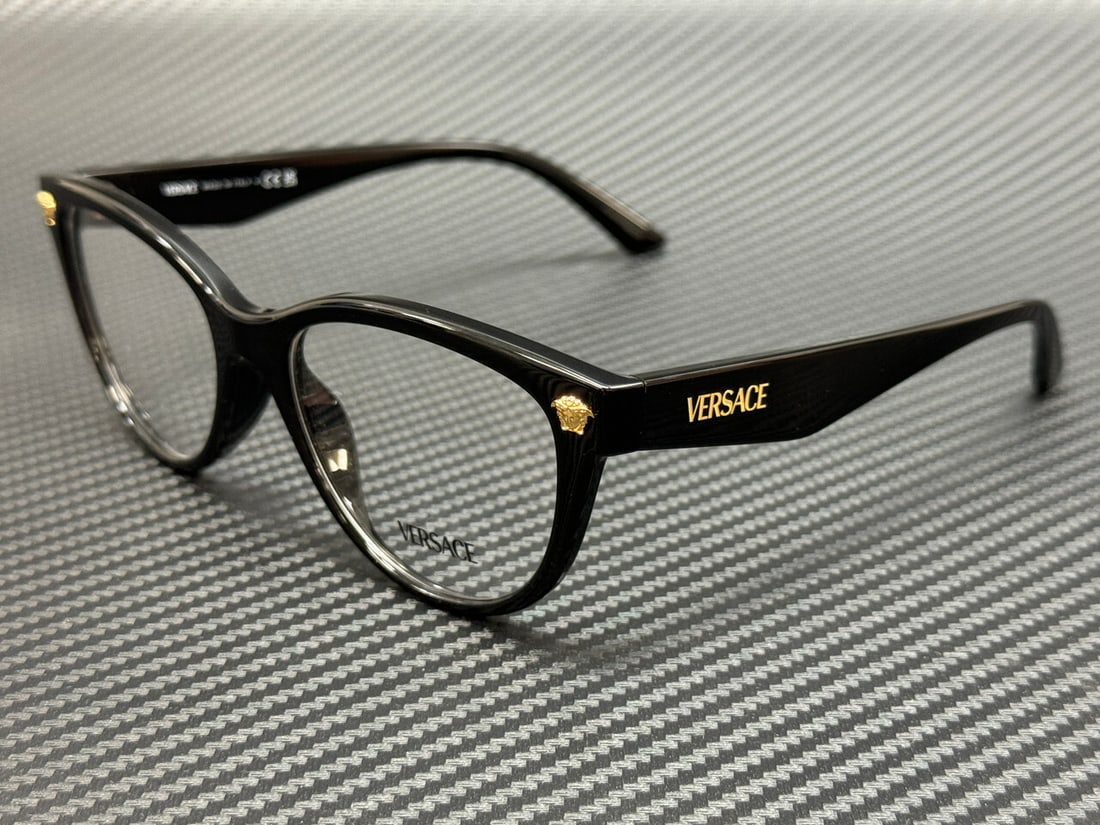 Versace VE3365U GB1 Black Women's Eyeglasses with Authenticity Certificate: Versace VE3365U GB1 Black Women's Eyeglasses with Authenticity Certificate Elevate your style with these Versace VE3365U GB1 Black Women's Eyeglasses. Featuring a sleek black frame and demo lenses, th