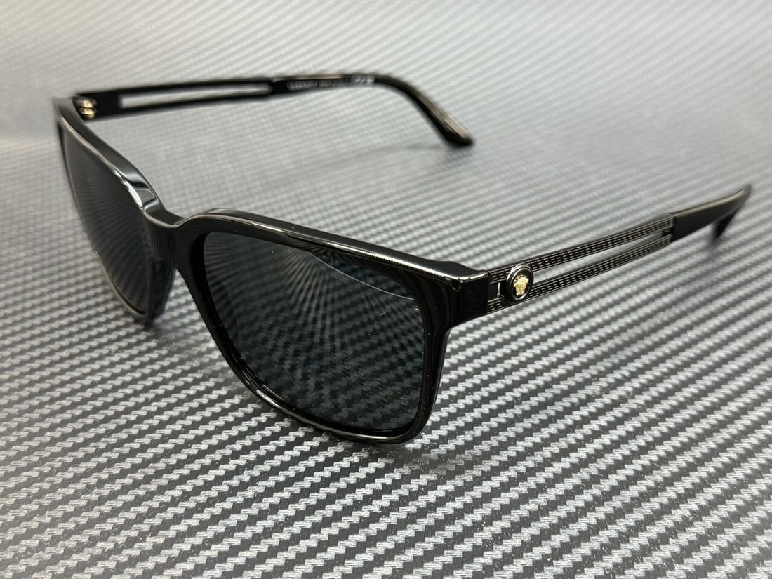 Versace VE4307 533287 Black Dark Grey Men's Sunglasses with Authenticity Certificate: Versace VE4307 533287 Black Dark Grey Men's Sunglasses with Authenticity Certificate Elevate your style with these Versace VE4307 sunglasses, designed for men. Featuring a sleek black frame complement