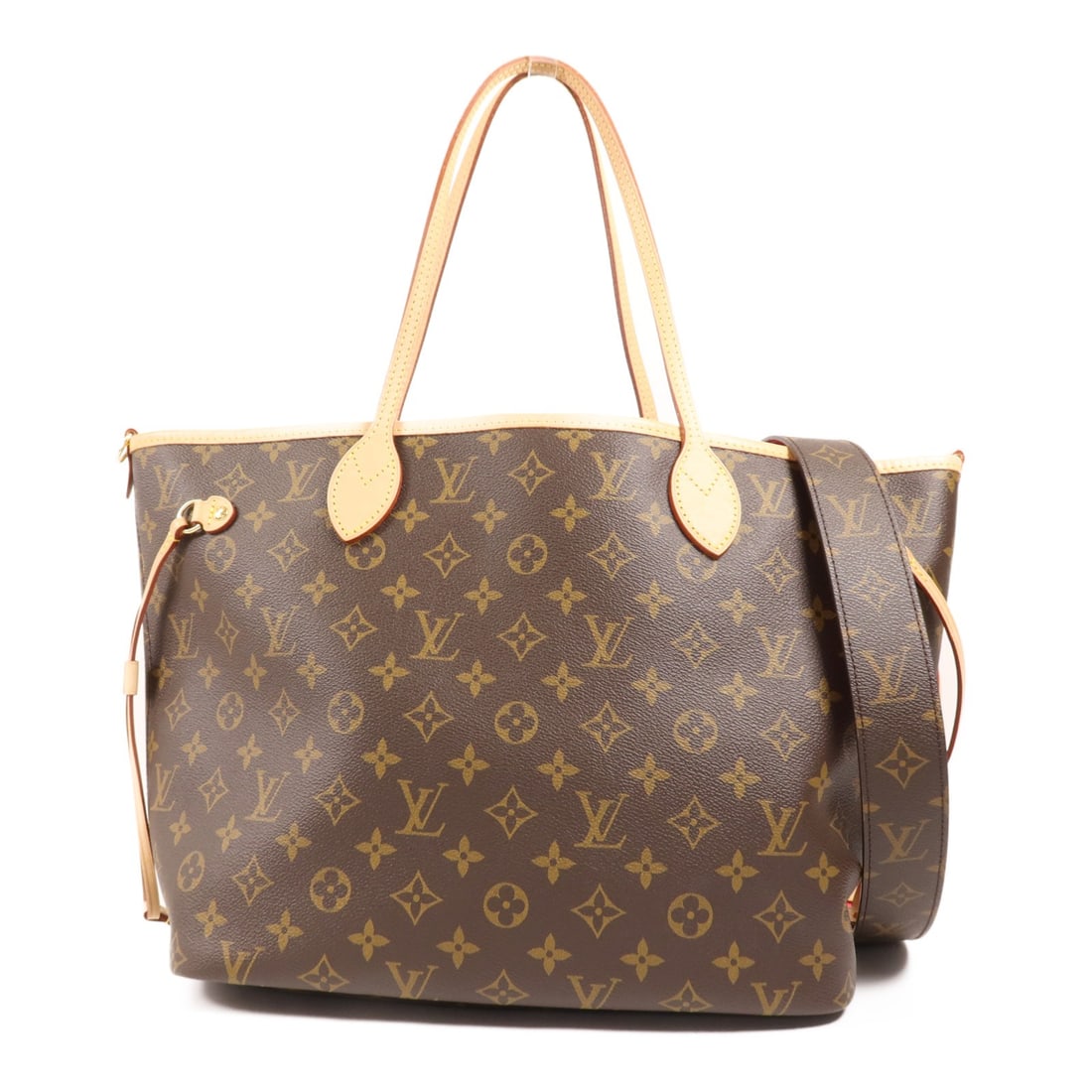 LOUIS VUITTON Neverfull Bandouliere MM Monogram Pink Brown 2way Shoulder Bag: LOUIS VUITTON Neverfull Bandouliere MM Monogram Pink Brown 2way Shoulder Bag Introducing the LOUIS VUITTON LV Neverfull Bandouliere Inside Out MM, a stylish 2-way shoulder bag that seamlessly blends f