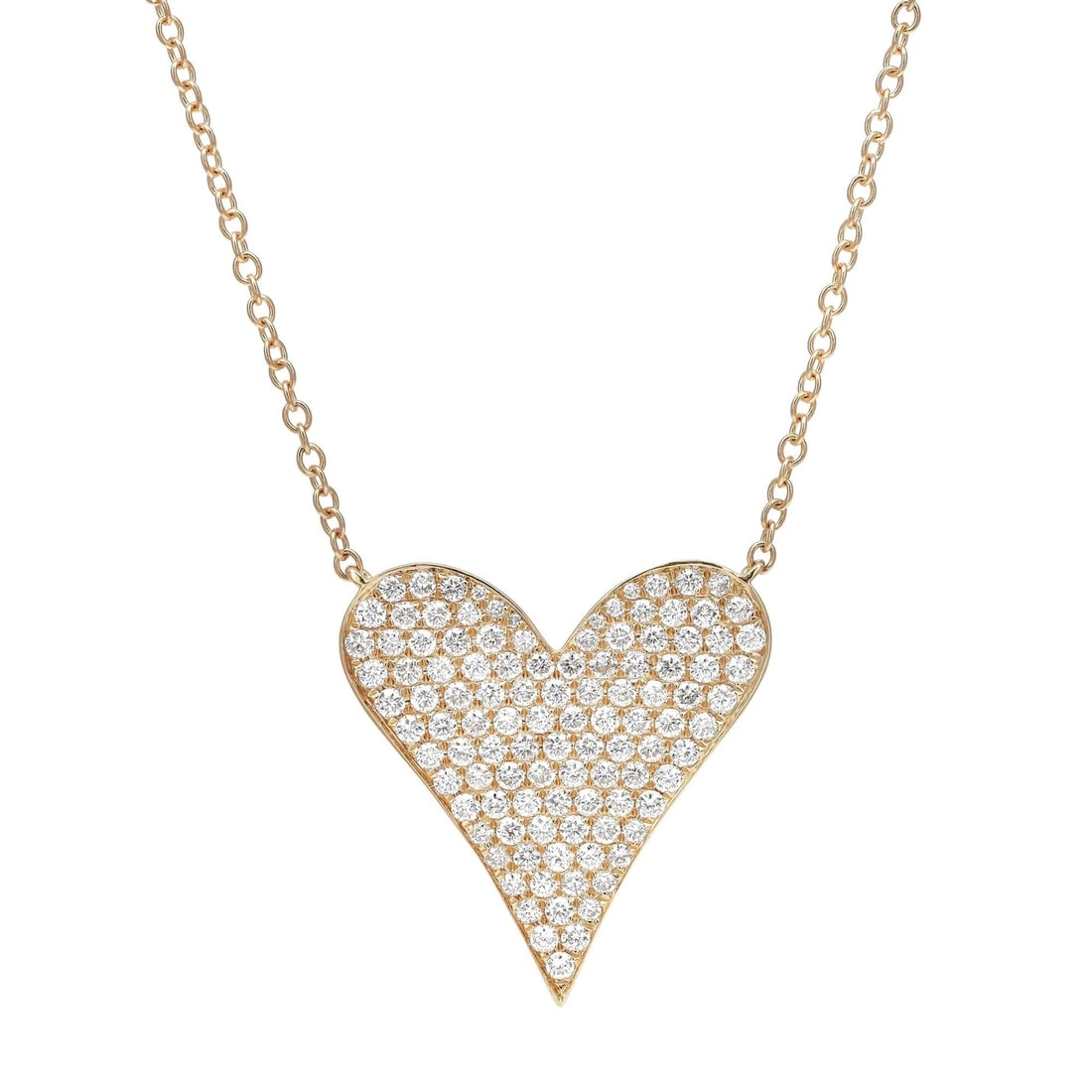 Rachel Koen 18K Yellow Gold Diamond Heart Pendant Necklace 1.54Cttw 18 In: Rachel Koen 18K Yellow Gold Diamond Heart Pendant Necklace 1.54Cttw 18 In This exquisite Pave Set Round Cut Diamond Heart Pendant Necklace is a stunning piece crafted from high polished solid 18K yell