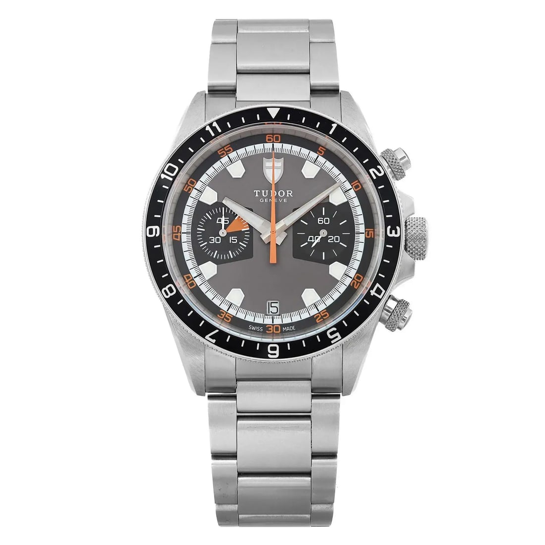 Tudor Heritage 42mm Steel Chronograph Automatic Watch Black Dial 70330N (1 of 6)