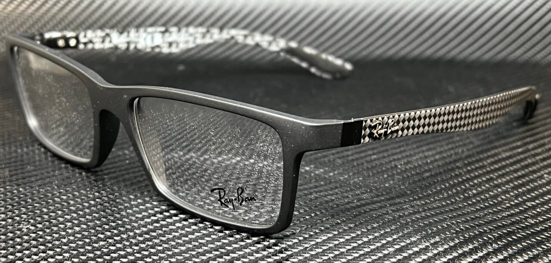 Ray-Ban RX8901 5263 Gloss Black 55mm Men's Eyeglasses with Case: Ray-Ban RX8901 5263 Gloss Black 55mm Men's Eyeglasses with Case Stylish and modern, the Ray-Ban RX8901 5263 men's eyeglasses feature a sleek demi gloss black frame that is both durable and fashionable