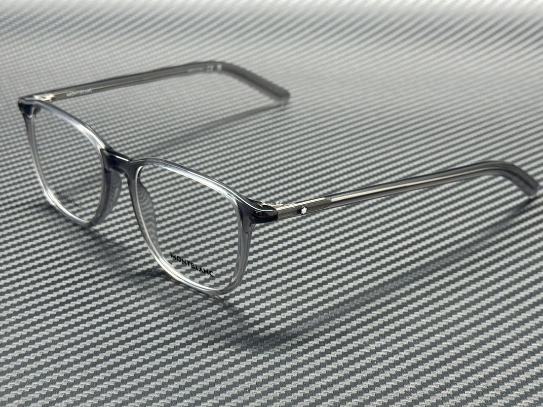 Montblanc MB0386O 004 Grey Transparent 52mm Men's Eyeglasses: Montblanc MB0386O 004 Grey Transparent 52mm Men's Eyeglasses Elevate your eyewear collection with the Montblanc MB0386O 004 Grey Transparent Men's Eyeglasses. Featuring a sophisticated gray transparen