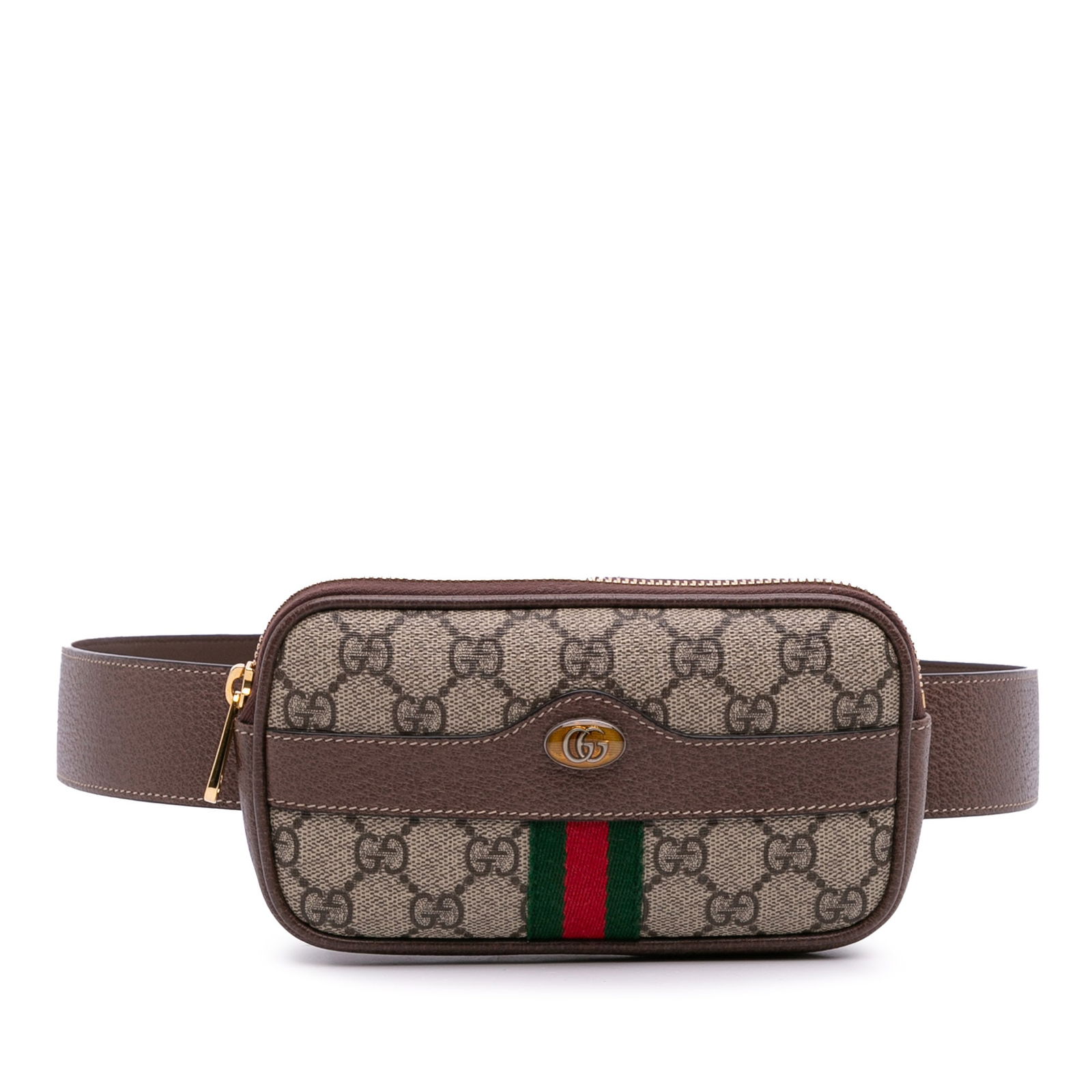 Gucci Small GG Supreme Web Ophidia Belt Bag Brown Fabric: Gucci Small GG Supreme Web Ophidia Belt Bag Brown Fabric The Gucci Small GG Supreme Web Ophidia Belt Bag is a stylish accessory crafted from coated canvas with leather trim. It features a practical de