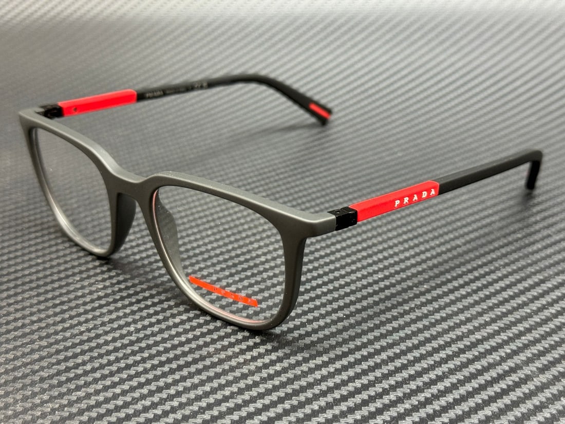 Prada Linea Rossa PS 04RV UFK1O1 Grey Rubber 50mm Men's Eyeglasses: Prada Linea Rossa PS 04RV UFK1O1 Grey Rubber 50mm Men's Eyeglasses Discover the sophistication of Prada Linea Rossa PS 04RV UFK1O1 eyeglasses, designed for men with a modern aesthetic. These stylish e