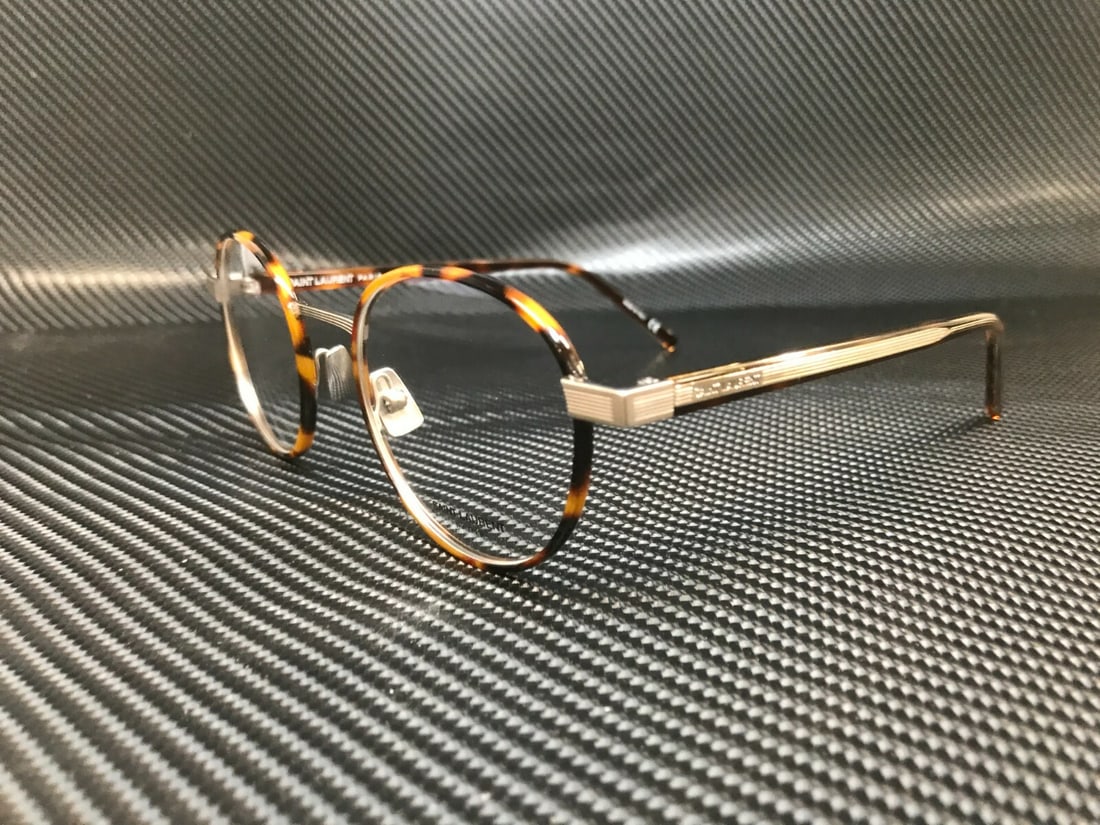 Yves Saint Laurent SL 125 002 Havana Round Eyeglasses 49mm Unisex: Yves Saint Laurent SL 125 002 Havana Round Eyeglasses 49mm Unisex Discover the elegance of the SAINT LAURENT SL 125 002 Havana Round Eyeglasses, designed for both men and women. These stylish eyeglass