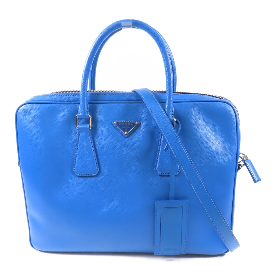 PRADA 2Way Shoulder Bag Blue PVC Coated Canvas: PRADA 2Way Shoulder Bag Blue PVC Coated Canvas Introducing the PRADA 2Way Shoulder Bag, a stylish and practical accessory perfect for any occasion. Made from durable PVC coated canvas, this bag featur