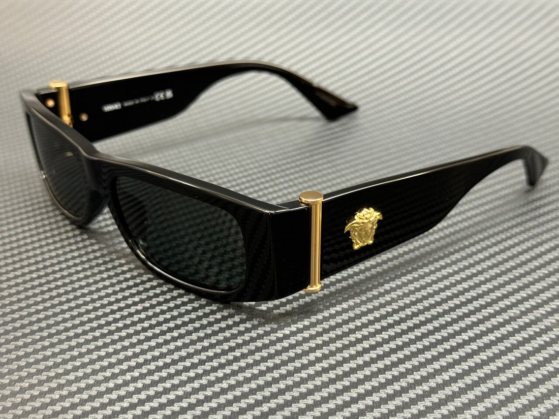 Versace VE4476U GB1 87 Black Dark Grey 55mm Men's Sunglasses with Authenticity Certificate: Versace VE4476U GB1 87 Black Dark Grey 55mm Men's Sunglasses with Authenticity Certificate Elevate your style with these Versace VE4476U GB1 87 sunglasses. Featuring a sleek black frame and dark grey