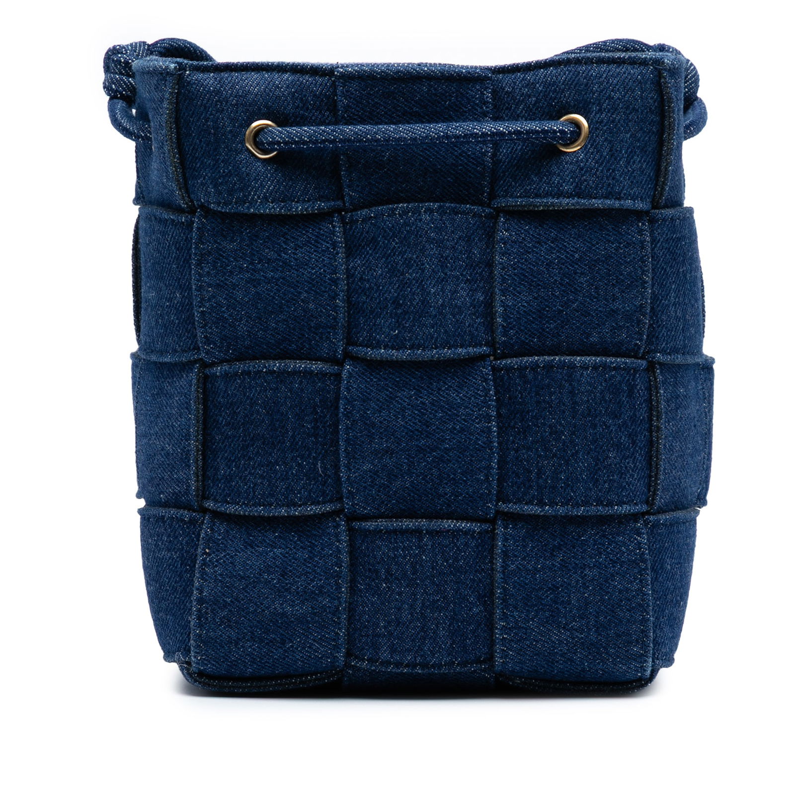Bottega Veneta Small Denim Intrecciato Cassette Bucket Bag Blue (1 of 6)