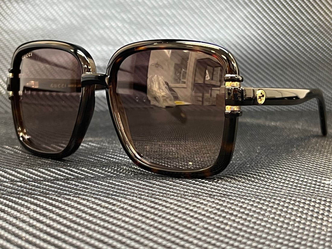 GUCCI GG1066S 002 Havana Square Sunglasses with Brown Lenses: GUCCI GG1066S 002 Havana Square Sunglasses with Brown Lenses Elevate your style with these GUCCI GG1066S 002 Havana Square sunglasses. Featuring a chic square design with a rich brown Havana frame, th