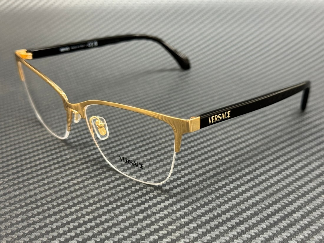 Versace VE1304 1002 Gold Black Women's Eyeglasses with Authenticity Certificate: Versace VE1304 1002 Gold Black Women's Eyeglasses with Authenticity Certificate Elevate your eyewear collection with these exquisite Versace VE1304 1002 eyeglasses. Featuring a stunning gold and black
