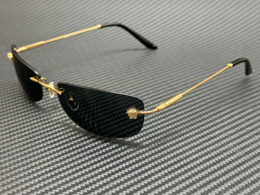 Versace VE2279 100287 Gold Frame Grey Lens Men's Sunglasses: Versace VE2279 100287 Gold Frame Grey Lens Men's Sunglasses Elevate your style with these Versace VE2279 100287 sunglasses, featuring a luxurious gold frame that perfectly complements the grey lenses.