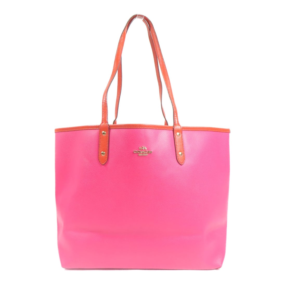 COACH Pink Red Tote Bag PVC Coated Canvas GHW: COACH Pink Red Tote Bag PVC Coated Canvas GHW This stylish COACH Tote Bag is crafted from durable PVC coated canvas, featuring a vibrant pink exterior that combines functionality with a chic aesthetic