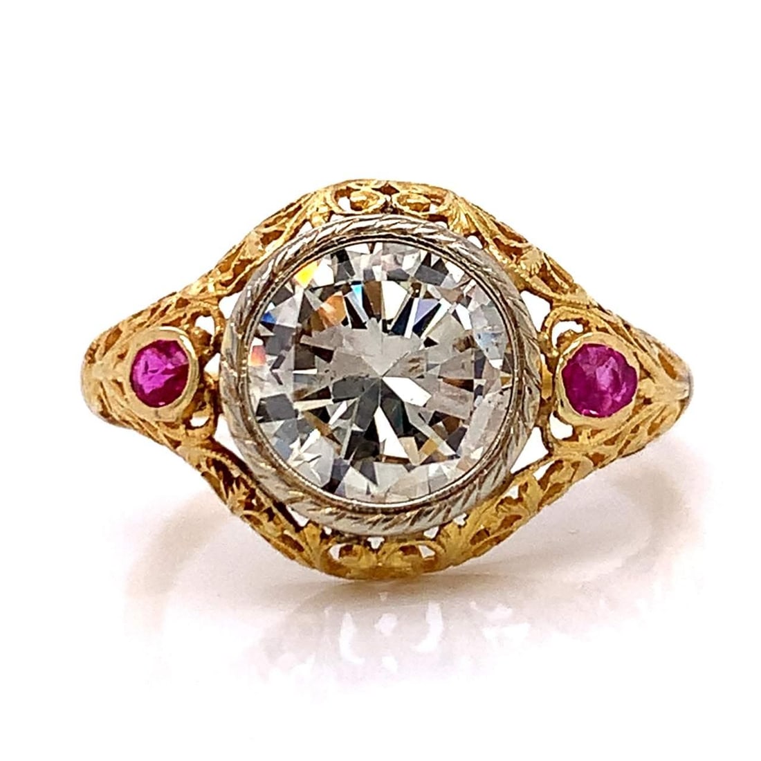 Antique Art Deco Diamond 2.61 Ct Ruby Ring Size 9 (1 of 5)