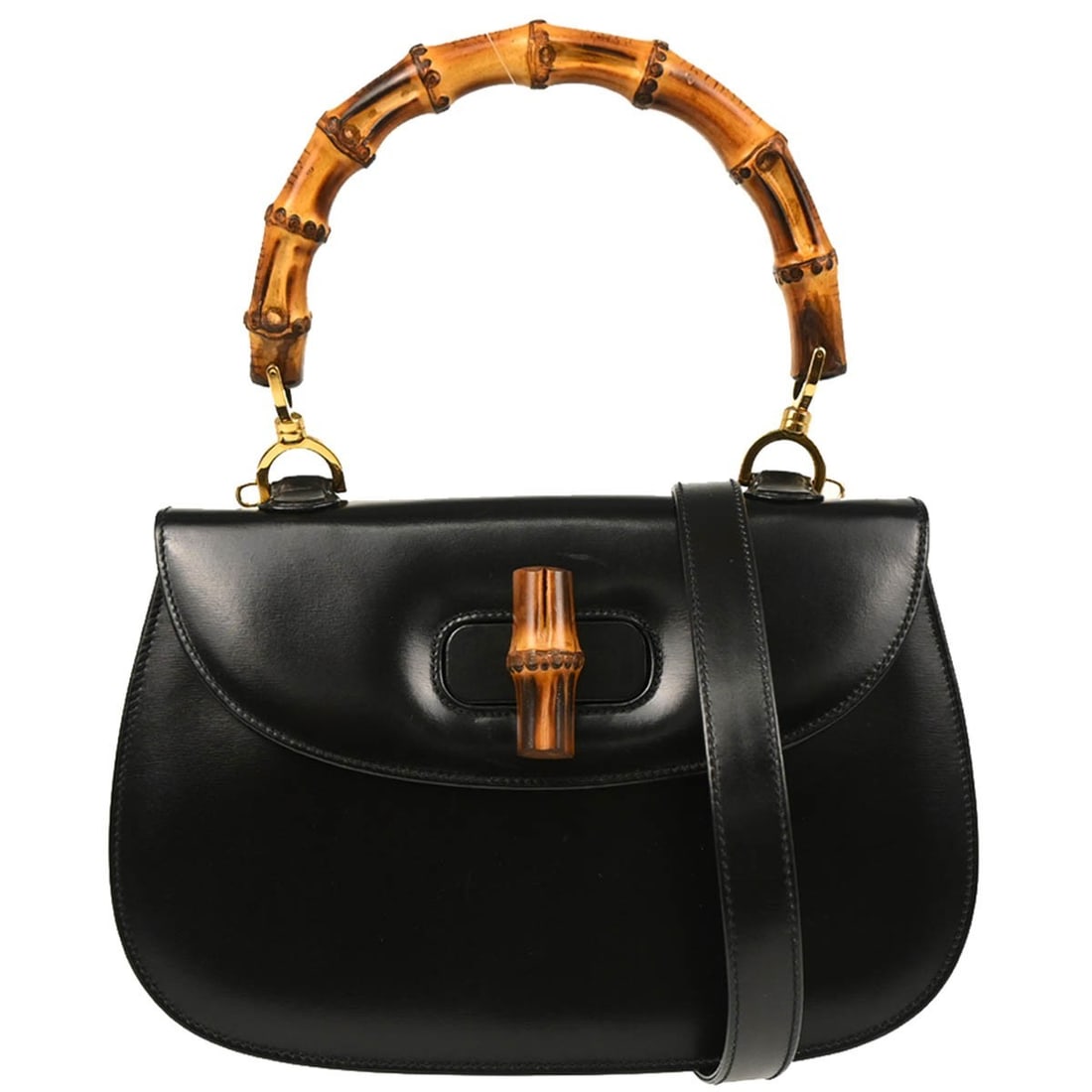 Gucci Bamboo Black Leather 2-Way Handbag 000.1448.0633: Gucci Bamboo Black Leather 2-Way Handbag 000.1448.0633 This elegant Gucci Black Bamboo 2-way Handbag is a stylish addition to any casual outfit. Crafted from high-quality leather, it features a chic b