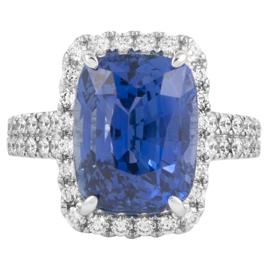 GIA 10.65ct No Heat Ceylon Sapphire Diamond Ring 18k White Gold (1 of 6)