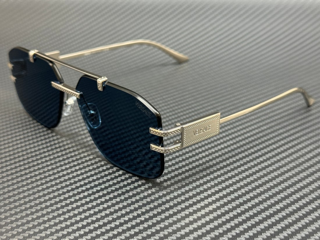 Versace VE2275 Silver Blue Men's Sunglasses 60mm with Original Case: Versace VE2275 Silver Blue Men's Sunglasses 60mm with Original Case Elevate your style with these VERSACE VE2275 sunglasses, designed for the modern man. The striking silver frame complements the vibr