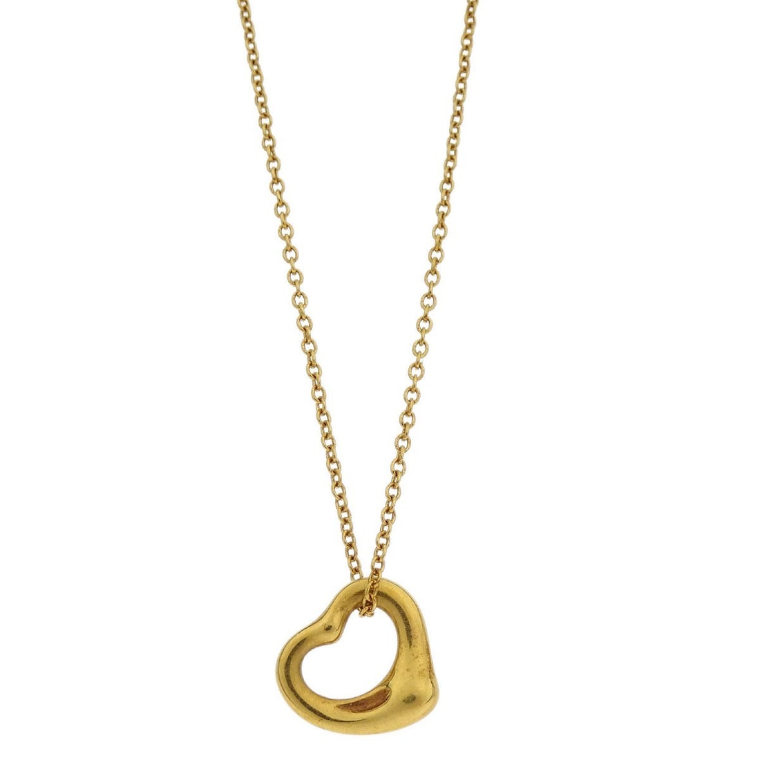 Tiffany & Co. 750 Gold Open Heart Charm Necklace (1 of 5)