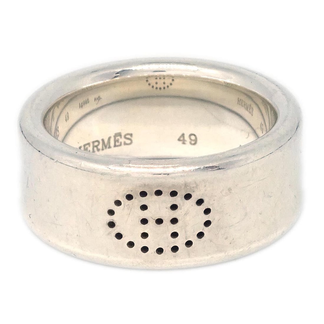 Vintage Hermes Silver Ring Ag925 Size 9 Round: Vintage Hermes Silver Ring Ag925 Size 9 Round This exquisite vintage Hermes ring features a classic round shape, crafted from high-quality silver with a metal purity of 925. Designed in size 9, this e