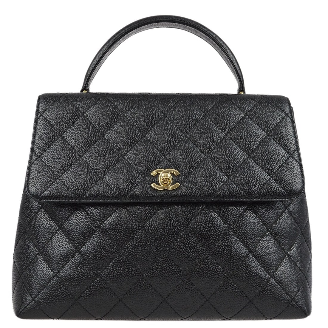 Chanel Black Calfskin Top Handle Bag with Turn Lock Closure (1 of 10)
